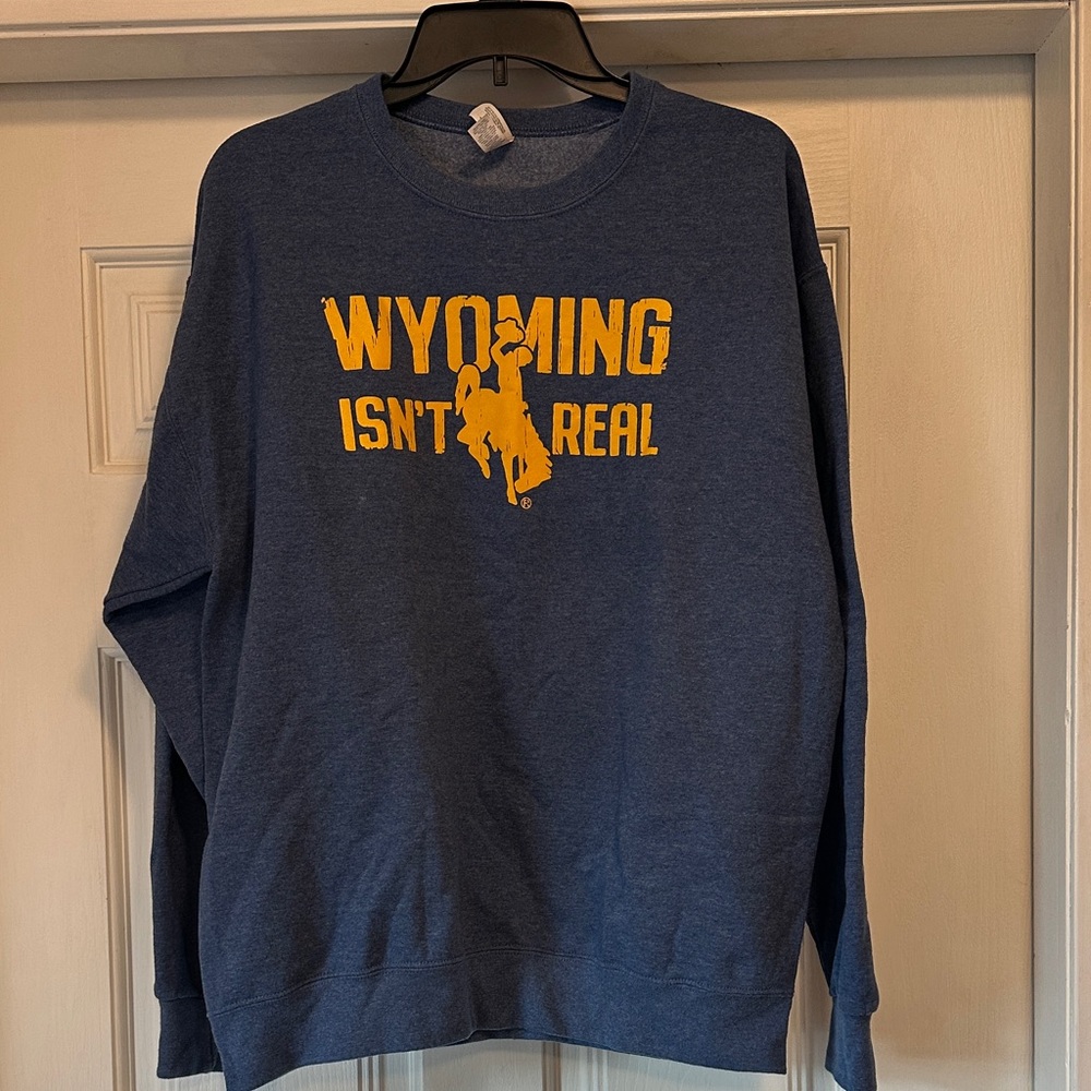 Jerzees Blue and Gold Graphic Crewneck Sweater